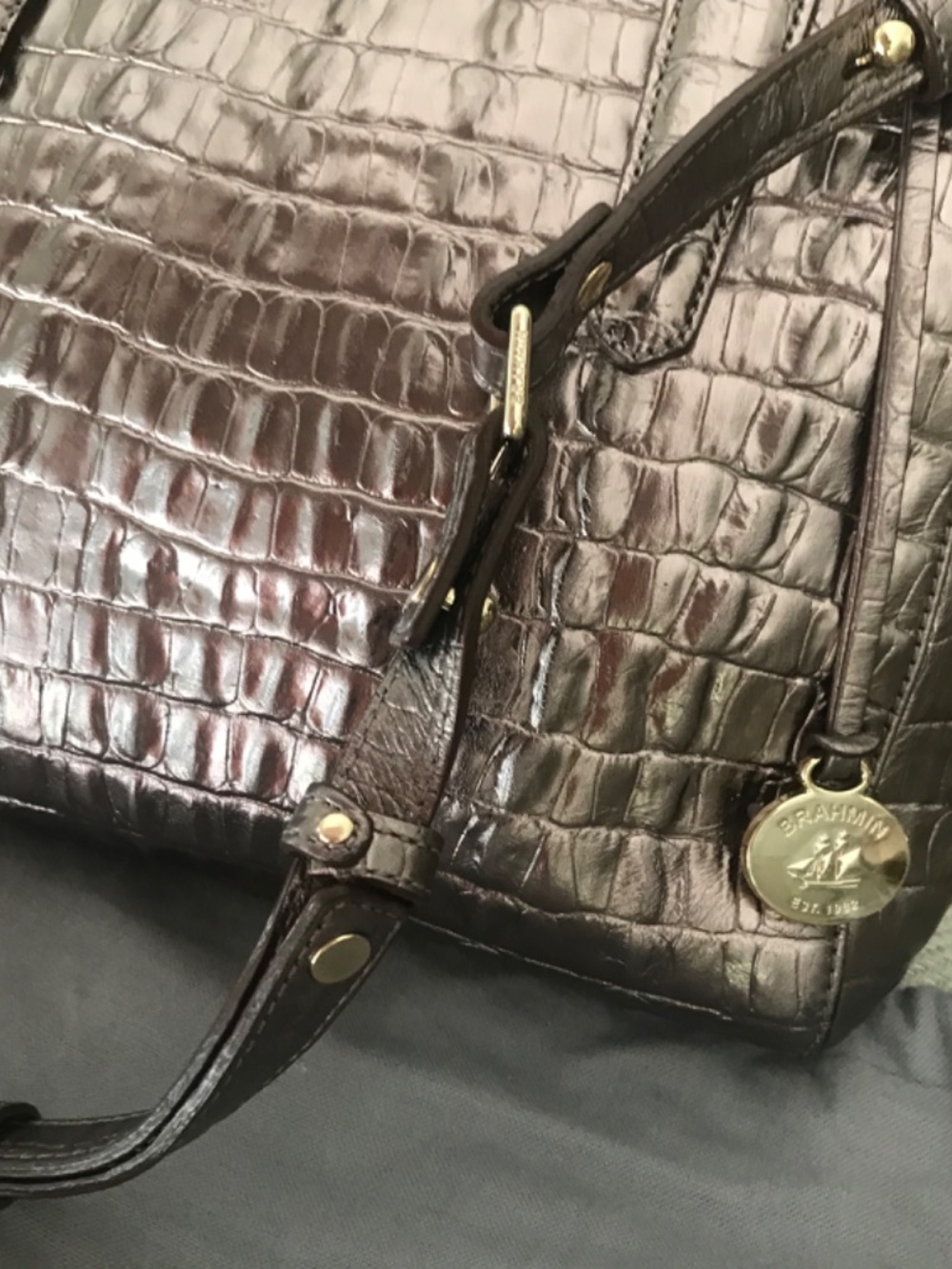 Brahmin light bronze metallic purse with dust cover - Picture 3 of 9